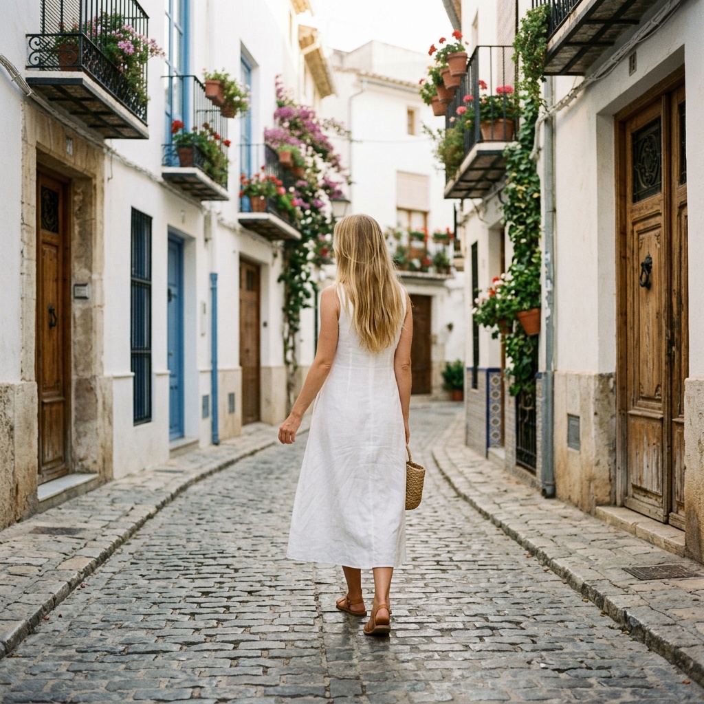 Vrouw in Spaans straatje